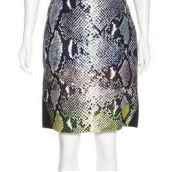 Diane Von Furstenberg Python Print Pencil Skirt Black - Picture 9 of 9